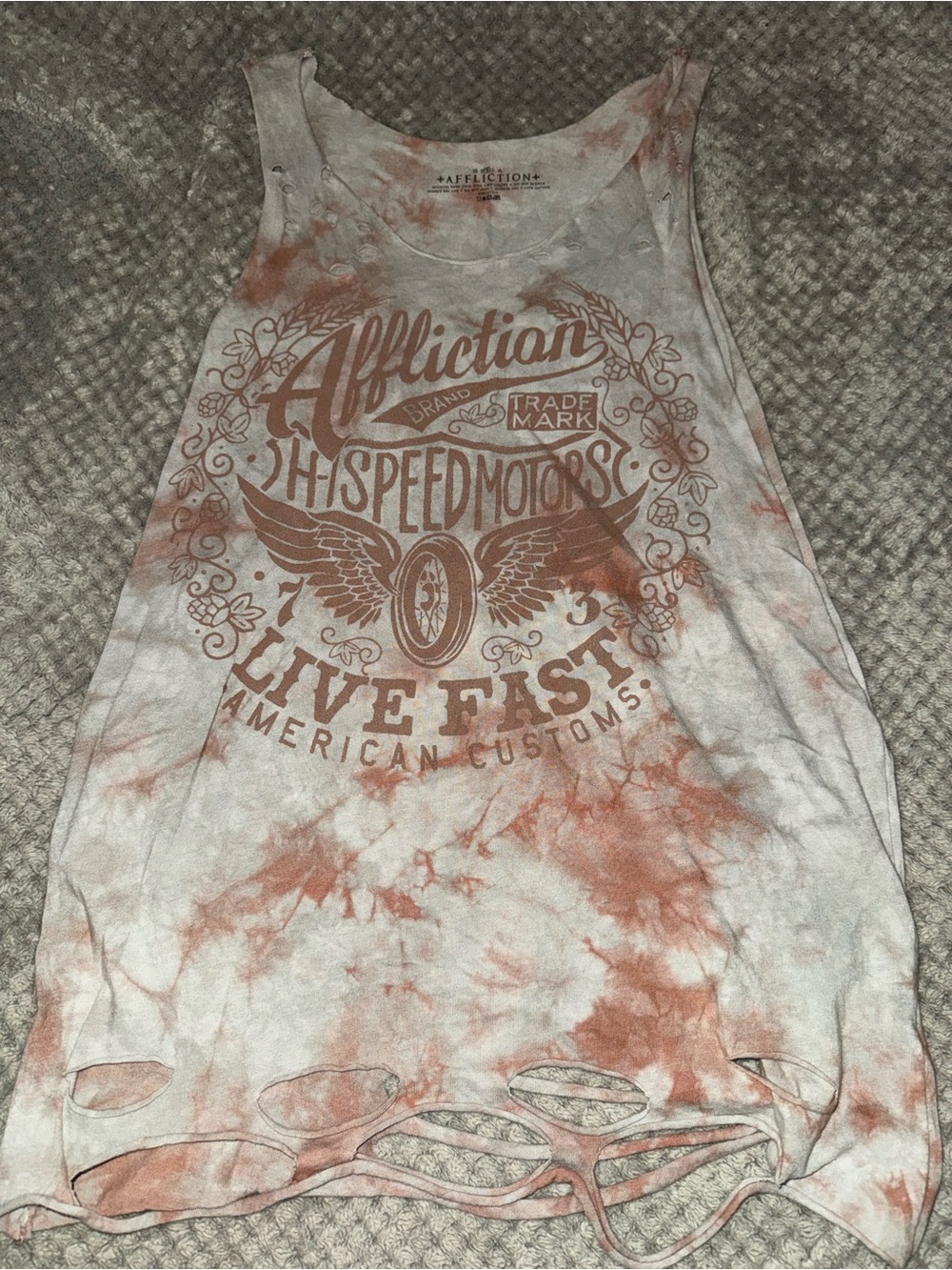Affliction Women's Tie-Dye Distressed Tank